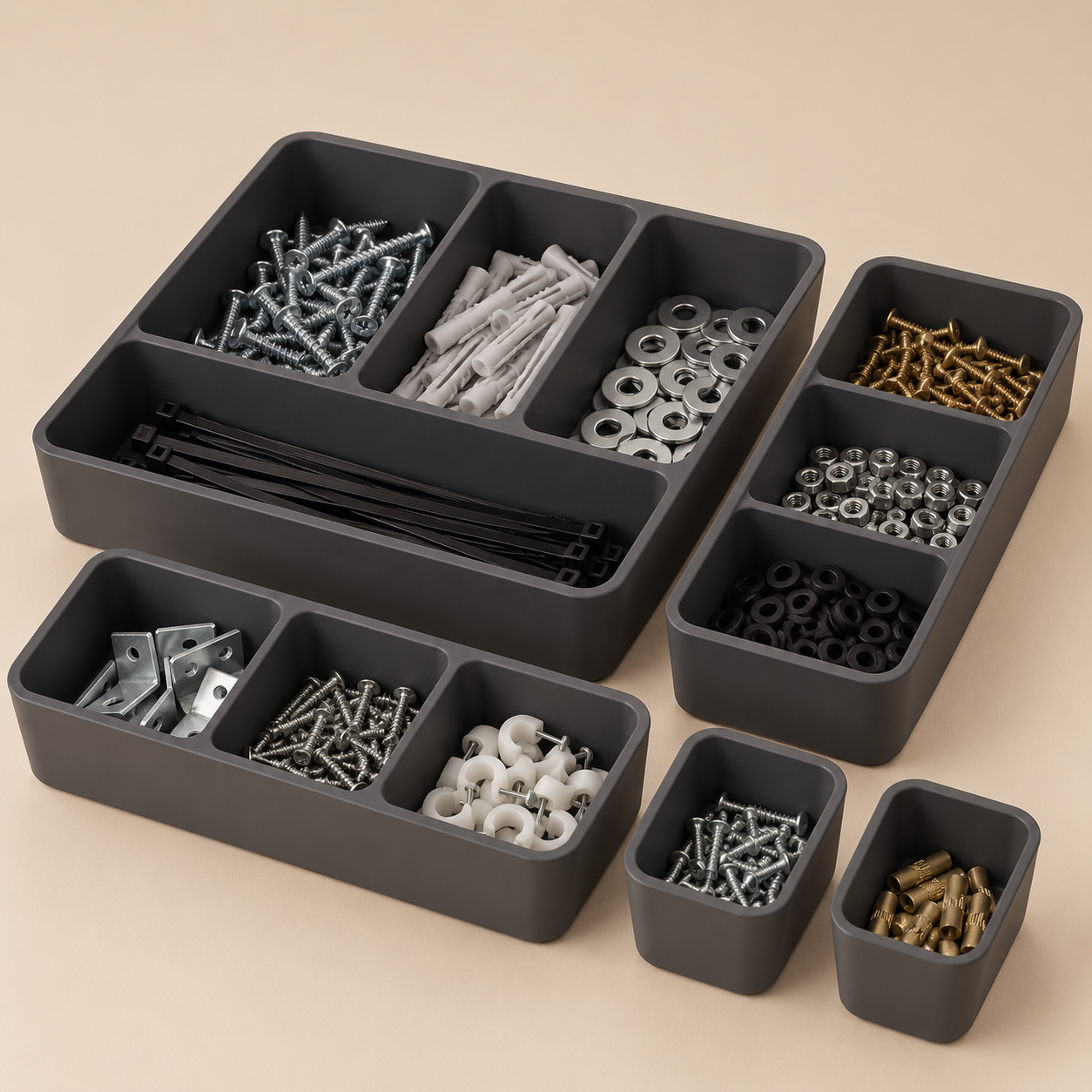 Deep Component Drawer Insert Set — Turn a junk drawer into a grid.