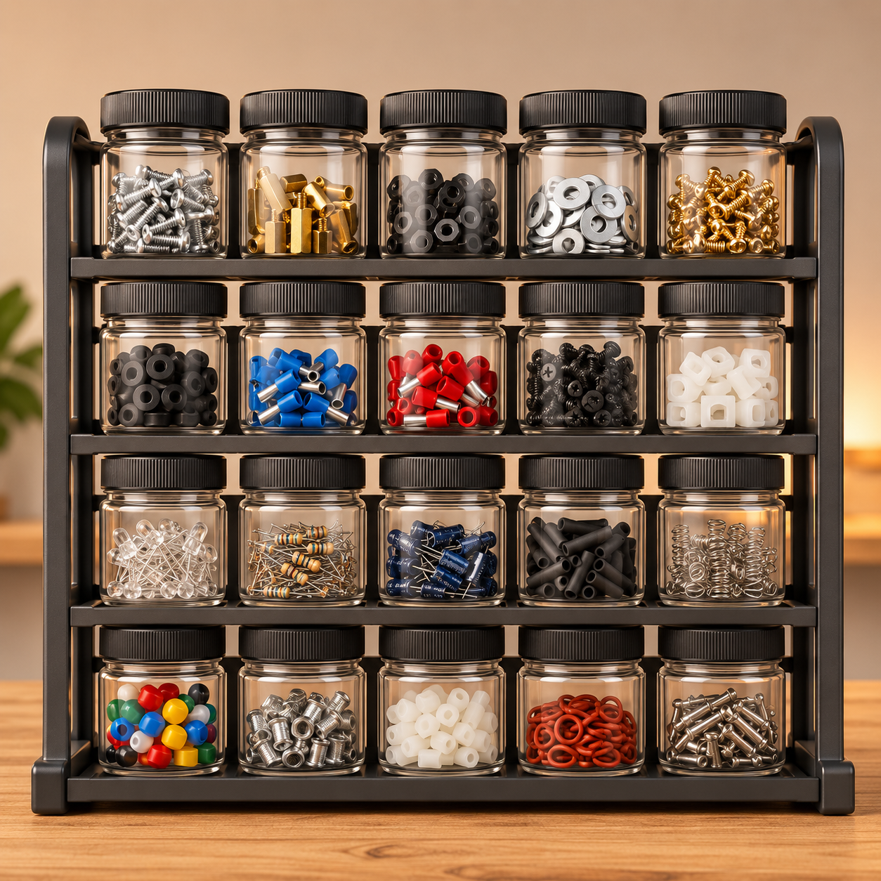 Micro-Parts Vial Rack — Twenty vials for the parts you keep losing.